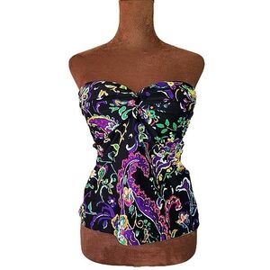 Ralph Lauren Multicolor Strapless Swim Top - Large - gorgeous! 💜☀️